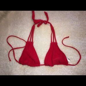 Red Textured Bikini Top!